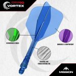 Darts integrált tollszár Mission Force 90 Vortex átlátszó piros, No6 toll és hosszú szár