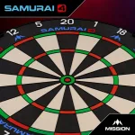 Darts tábla sisal - Mission Samurai 4 - élezett fekete dróttal (készlet erejéig)