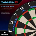 Darts tábla sisal - Mission Samurai 4 - élezett fekete dróttal (készlet erejéig)