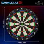 Darts tábla sisal - Mission Samurai 4 - élezett fekete dróttal (készlet erejéig)
