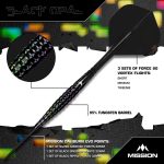 Dart szett steel Mission Black Opal 22g, 95% wolfram, Caliburn Evo heggyel