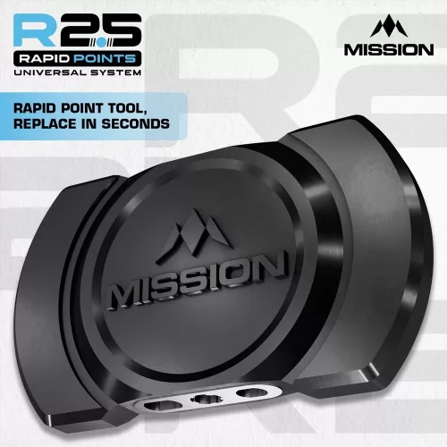 Darts fémhegy csavaró kulcs Mission R2.5 Rapid Points, fekete