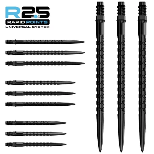 Darts fémhegy Mission R2.5 Rapid Points - SC1 fekete, 30mm