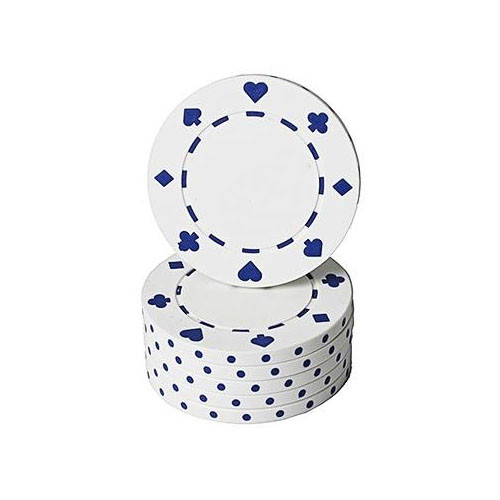 Pókerzseton számozatlan Kártyamintás, fehér 11,5g