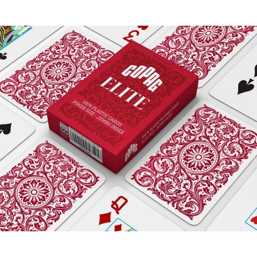 Póker kártya 100% plasztik, Copag Elite Poker Jumbo nagy számmal, piros hátlappal