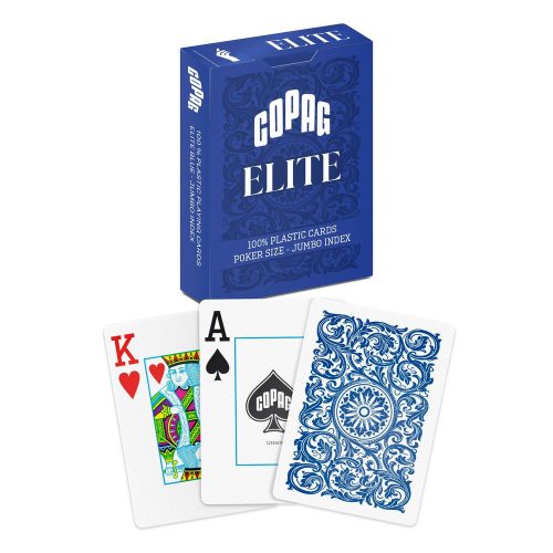 Póker kártya 100% plasztik, Copag Elite Poker Jumbo nagy számmal, kék hátlappal