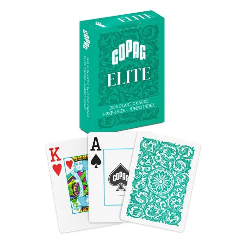 Póker kártya 100% plasztik, Copag Elite Poker Jumbo nagy számmal, zöld hátlappal