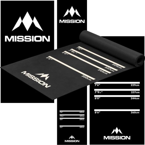 Darts gumi szőnyeg Mission Heavy Duty Pro Level 290×60cm, fekete