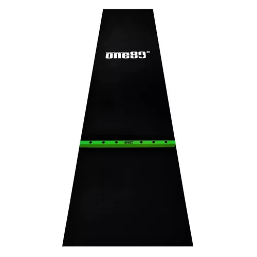 Dart gumi szőnyeg fa dobóléccel ONE80, 62cm széles, fekete, zöld