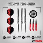 Dart szett steel Red Dragon Darts 50 Years - Hexoset 3, 25g 85% wolfrám (készlet erejéig)