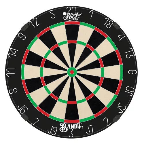 Darts tábla, Shot Bandit, élezett dróttal, verseny minőségű, sisalból (készlet erejéig)