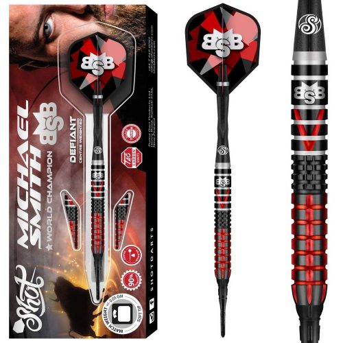 Darts szett soft Shot Michael Smith Defiant 18g, 90% wolfram