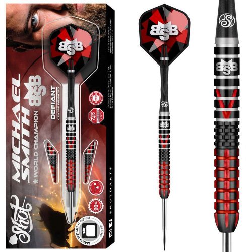 Darts szett steel Shot Michael Smith Defiant 22g, 90% wolfram