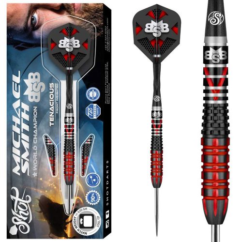 Darts szett steel Shot Michael Smith Tenacious 25g, 90% wolfram