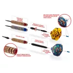 Darts szett steel Shot Value Range Mystic Red Plated, 23g brass réztestű