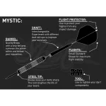 Darts szett steel Shot Value Range Mystic Red Plated, 23g brass réztestű