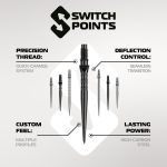 Darts fémhegy Winmau Switch Point Smooth fekete, 26mm