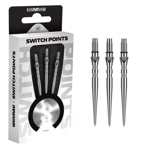 Darts fémhegy Winmau, Switch Point Groove, ezüst, 26mm