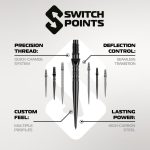 Darts fémhegy Winmau Switch Point Wave fekete, 26mm