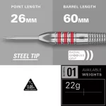 Darts szett steel Target Nathan Aspinall, 22g réztestű brass