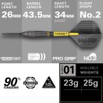Dart szett steel Swiss point Target Scott Williams, G1 Black 25g, 90% wolfram