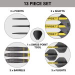 Dart szett steel Swiss point Target Scott Williams, G1 Black 25g, 90% wolfram