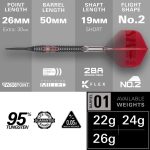 Darts szett steel Target SP Nathan Aspinall 95K, 22g 95% wolfram