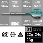 Darts szett steel Target SP Hydro 01, 23g 90% wolfram