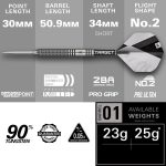 Darts szett steel Target SP Beau Greaves G1, 23g 90% wolfram