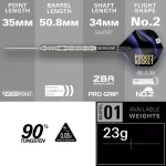 Darts szett steel SP Target Justin Hood G1, 23g 90% wolfram