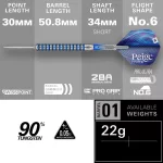 Darts szett steel SP Target Paige Pauling G1, 22g 90% wolfram