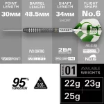 Darts szett steel SP Target Charlie Manby G1, 22g 95% wolfram