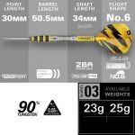 Darts szett steel SP Target Buzz SP03, 25g 90% wolfram