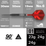 Darts szett steel SP Target Shift, 24g 90% wolfram