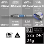 Darts szett steel SP Target Phil Taylor Power Chrono, 22g 95% wolfram