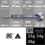 Darts szett steel SP Target Phil Taylor Power Chrono, 24g 95% wolfram