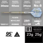 Darts szett steel SP Target Adrian Lewis Showdown, 23g 95% wolfram