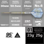 Darts szett steel SP Target Adrian Lewis Showdown, 23g 95% wolfram