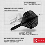 Darts tollszár Target K-Flex Flight Black, No2 toll és Közepes szár