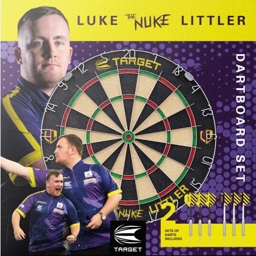 Darts tábla Target Luke 'The Nuke' Littler két szett nyíllal és dobóvonallal