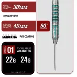 Darts szett steel Target Japan SP Black Marque Pierce, 22g 90% wolfrám