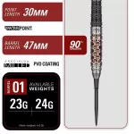 Darts szett steel Target Japan SP Charis G6, 24g 90% wolfrám