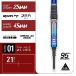 Darts szett soft TARGET JAPAN Haruki Muramatsu Rising Sun G9, 21.5g 95% wolfram