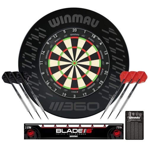 Darts tábla Winmau BLADE 360 falvédővel és két szett nyíllal, dobóvonallal