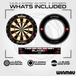 Darts tábla Winmau BLADE 6 Triple Core falvédővel és két szett nyíllal, dobóvonallal