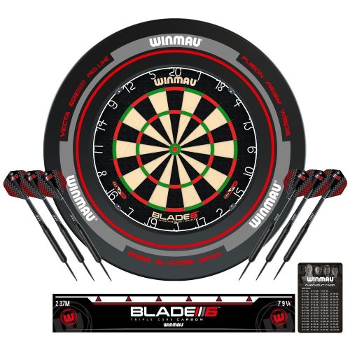 Darts tábla Winmau BLADE 6 falvédővel és két szett nyíllal, dobóvonallal