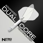 Darts toll és szár egyben Red Dragon Nitro Flite fehér-átlátszó, standard toll és közepes szár