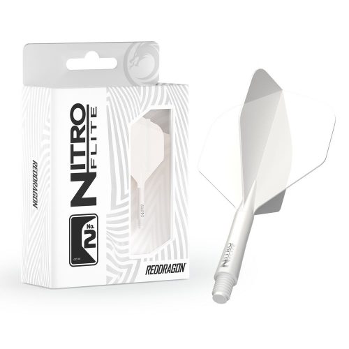 Darts toll és szár egyben Red Dragon Nitro Flite fehér, standard toll és közepes szár